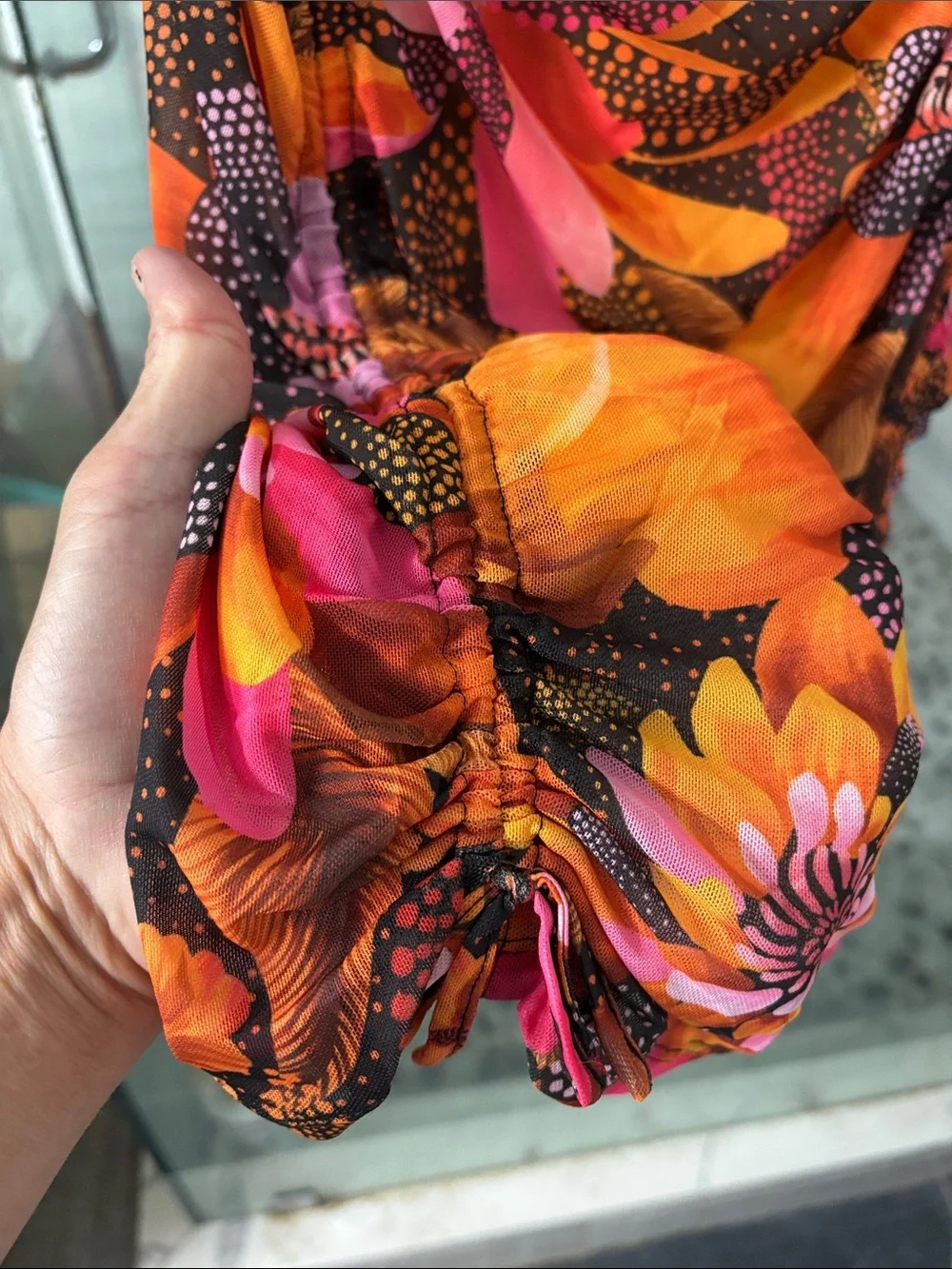 Orange FarmRIO rouched midi dress